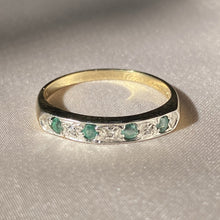 Load image into Gallery viewer, Vintage 9k Emerald Diamond Half Eternity Band
