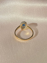 Load image into Gallery viewer, Vintage 9k Sapphire Diamond Halo Ring