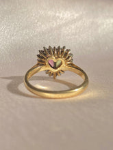 Load image into Gallery viewer, Vintage 9k Pink Green Tourmaline Diamond Heart Ring 1985