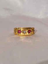Load image into Gallery viewer, Antique Edwardian 18k Gypsy Ruby Diamond 1899 Ring