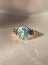 Load image into Gallery viewer, Vintage 9k Bezel Topaz Amethyst Ring