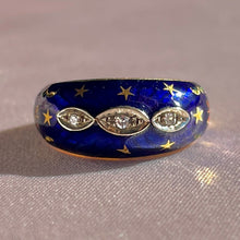 Load image into Gallery viewer, Vintage 18k Diamond Enamel Starry Bombe Ring