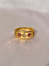 Load image into Gallery viewer, Antique Edwardian 18k Gypsy Ruby Diamond 1899 Ring