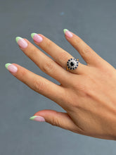 Load image into Gallery viewer, Vintage 18k Sapphire Diamond Target Cluster Ring