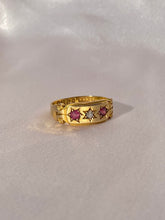 Load image into Gallery viewer, Antique Edwardian 18k Gypsy Ruby Diamond 1899 Ring