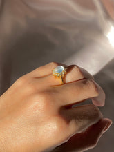 Load image into Gallery viewer, Vintage 10k Moonstone Cabochon Diamond Engagement Ring