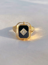 Load image into Gallery viewer, Vintage 14k Diamond Onyx Cameo Agate Swivel Ring