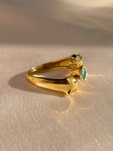 Load image into Gallery viewer, Vintage 18k Emerald Diamond Panther Duo Ring