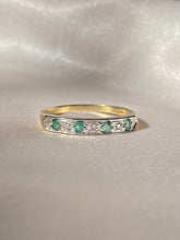 Load image into Gallery viewer, Vintage 9k Emerald Diamond Half Eternity Band