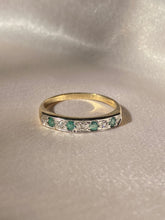 Load image into Gallery viewer, Vintage 9k Emerald Diamond Half Eternity Band