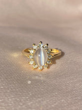 Load image into Gallery viewer, Vintage 10k Moonstone Cabochon Diamond Engagement Ring