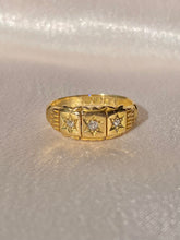 Load image into Gallery viewer, Antique 18k Paneled Trilogy Starburst Gypsy Ring 1900s