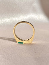 Load image into Gallery viewer, Vintage 10k Modernist Diamond Emerald Ring
