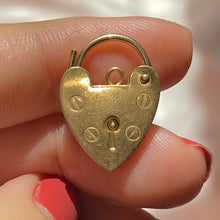 Load image into Gallery viewer, Vintage 9k Heart Padlock Charm 1971
