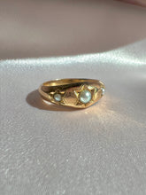 Load image into Gallery viewer, Antique 9k Grey Pearl Trilogy Starburst Gypsy Ring