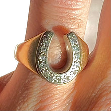 Load image into Gallery viewer, Vintage 10k Diamond Horseshoe Ring