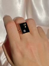 Load image into Gallery viewer, Antique 14k Onyx Diamond R Ring 1890s