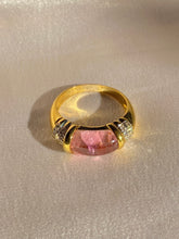 Load image into Gallery viewer, Vintage 18k Morganite Diamond Cabochon Ring