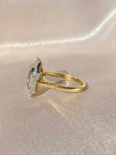 Load image into Gallery viewer, Vintage 18k Platinum Asscher Aquamarine Diamond Ring