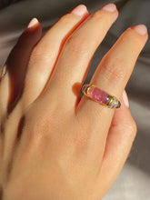 Load image into Gallery viewer, Vintage 18k Morganite Diamond Cabochon Ring