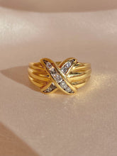 Load image into Gallery viewer, Vintage 10k Chunky Ribbed Diamond X Ring