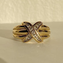 Load image into Gallery viewer, Vintage 10k Chunky Diamond X Ring