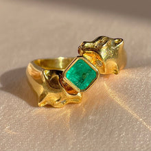 Load image into Gallery viewer, Vintage 18k Emerald Diamond Panther Duo Ring