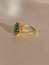 Load image into Gallery viewer, Vintage 14k Colombian Emerald Diamond Halo Ring