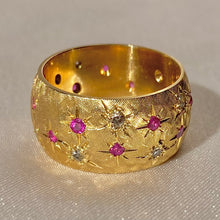 Load image into Gallery viewer, Vintage 14k Ruby Diamond Starburst Eternity Cigar Band