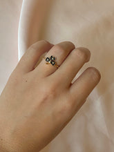 Load image into Gallery viewer, Antique 14k Diamond Enamel Shamrock Clover Ring