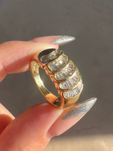Load image into Gallery viewer, Vintage 14k Baguette Diamond Shell Bombe Ring
