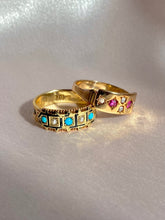 Load image into Gallery viewer, Antique 15k Turquoise Pearl Enamel Ring 1890