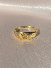 Load image into Gallery viewer, Antique 18k Trilogy Diamond Starburst Gypsy Ring 1913