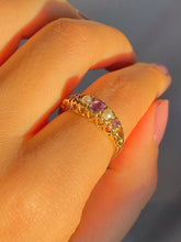 Load image into Gallery viewer, Vintage 9k Pearl Amethyst Heart Boat Ring
