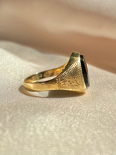 Load image into Gallery viewer, Vintage 9k Onyx Signet Filigree Ring 1989
