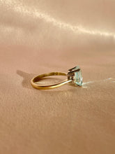 Load image into Gallery viewer, Vintage 18k White Gold  Aquamarine Diamond Ring 1978