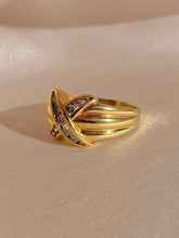 Load image into Gallery viewer, Vintage 10k Chunky Ribbed Diamond X Ring