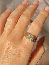 Load image into Gallery viewer, Antique 9k Starburst Diamond Signet Ring 1931