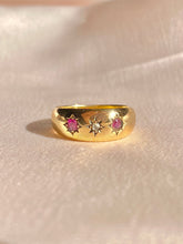 Load image into Gallery viewer, Antique 18k Trilogy Ruby Diamond Ring 1898
