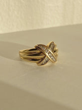 Load image into Gallery viewer, Vintage 10k Chunky Diamond X Ring