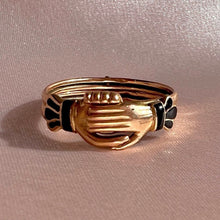 Load image into Gallery viewer, Antique 14k Enamel Mano Fede Gimmel Ring