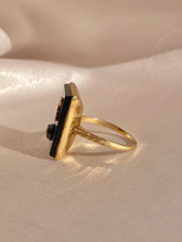 Load image into Gallery viewer, Antique 14k Onyx Diamond R Ring 1890s