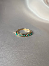 Load image into Gallery viewer, Vintage 9k Turquoise Pearl Half Eternity Ring
