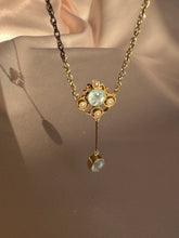 Load image into Gallery viewer, Antique 9k Aquamarine Pearl Edwardian Necklace
