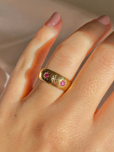Load image into Gallery viewer, Antique 18k Trilogy Ruby Diamond Ring 1898