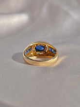 Load image into Gallery viewer, Vintage 14k Sapphire Cabochon Baguette Diamond Ring