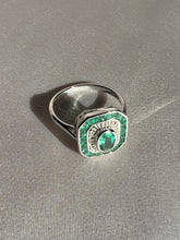 Load image into Gallery viewer, Emerald Diamond White Gold Target Deco Ring