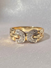 Load image into Gallery viewer, Vintage 9k Diamond Double Horseshoe C Ring