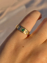 Load image into Gallery viewer, Vintage 9k Emerald Diamond Paneled Gypsy Ring