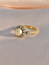 Load image into Gallery viewer, Antique 18k Deco Diamond Pearl Cluster Engagement Ring